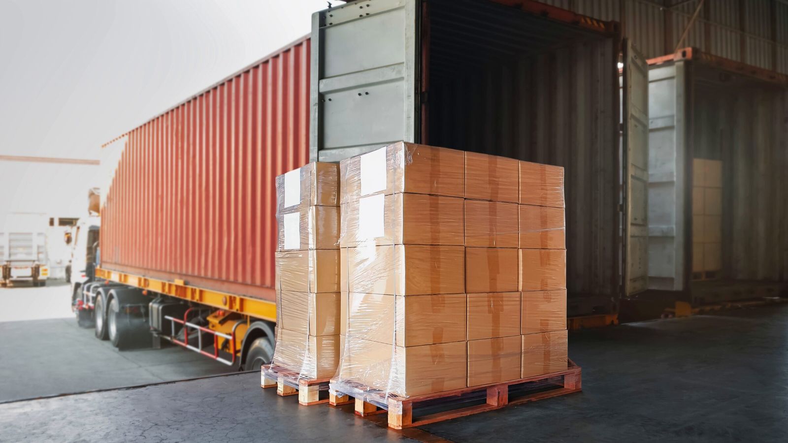Food cartons loaded into a container
